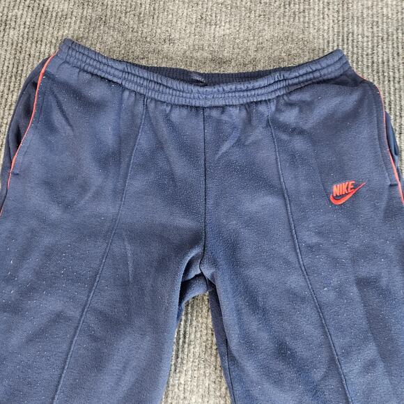 Vintage Nike Pants Mens MEDIUM Navy Fleece Track Sweatpants Zip Hem 90s - Picture 3 of 16